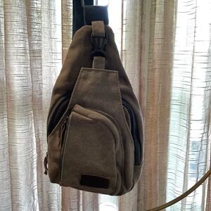 Canvas crossbody bag Unisex Grey New